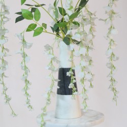 White and black Marble plant container