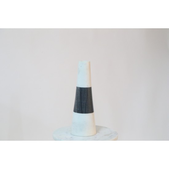 White and black Marble plant container