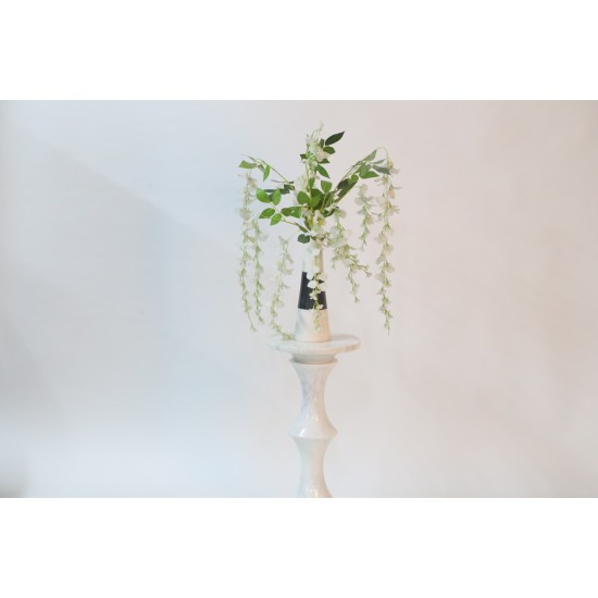 White and black Marble plant container