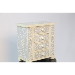 White and Blue Bone inlay bedside table